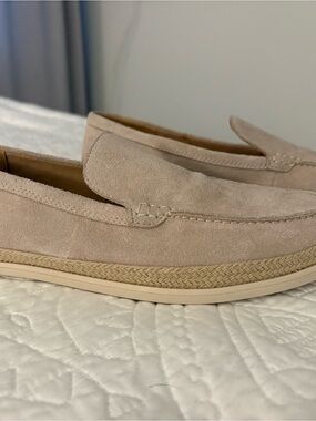 Marc Fisher Taupe Suede Loafer with Braided Midsole